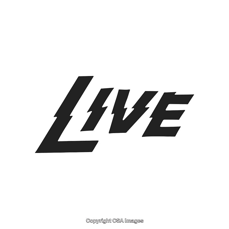 Bold Text Style Graphic Design Concept Featuring Word Live with Lightning Symbol