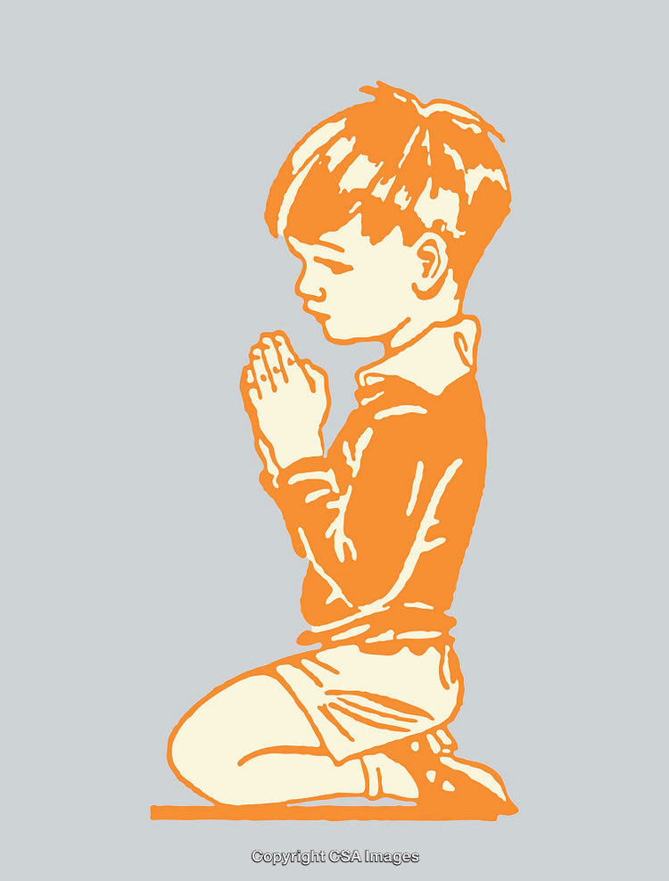 Illustration of a Child Praying in a Kneeling Position