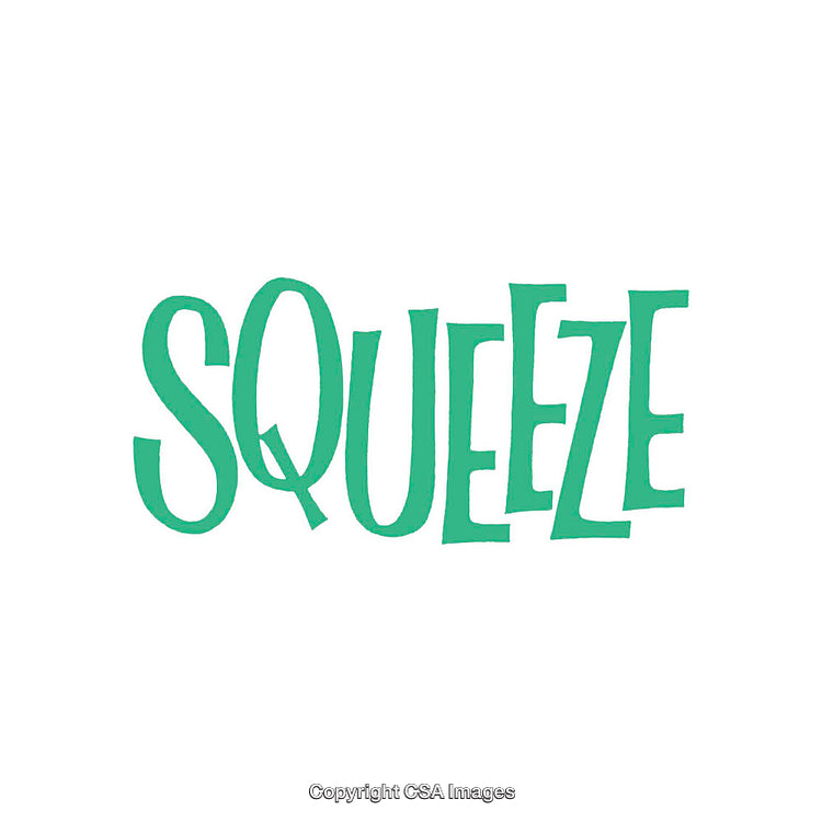 Squeeze Text in Green Illustration on a Clean White Background