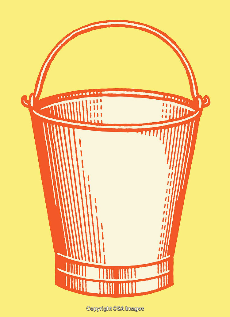 Orange Line Art Bucket on Yellow Background for Minimalist Design