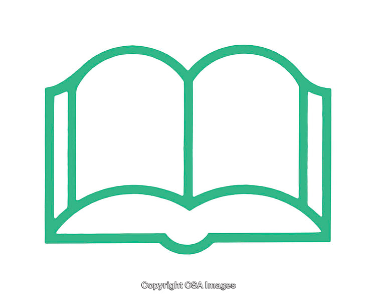 Open Book Icon in Green Outline on White Background