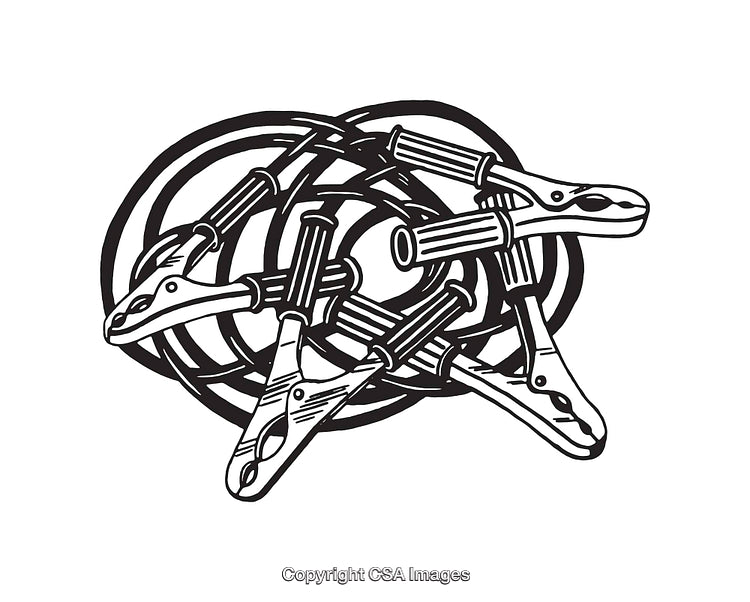 Detailed Line Art Illustration of Jumper Cables with Intricate Design