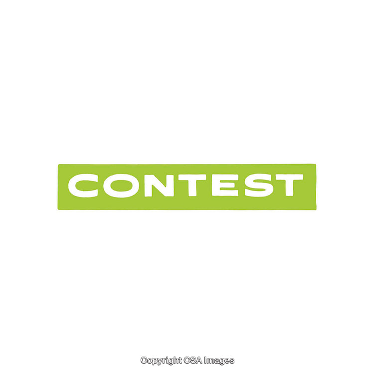 Green Rectangle Highlighting the Word Contest on White Background