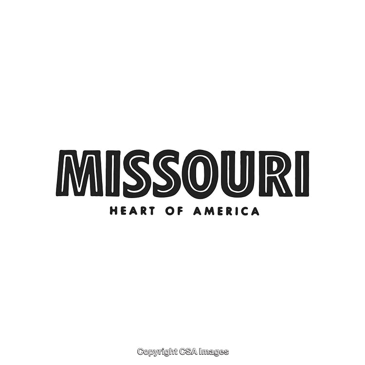 Missouri Text Design Highlighting Its Role as the Heart of America