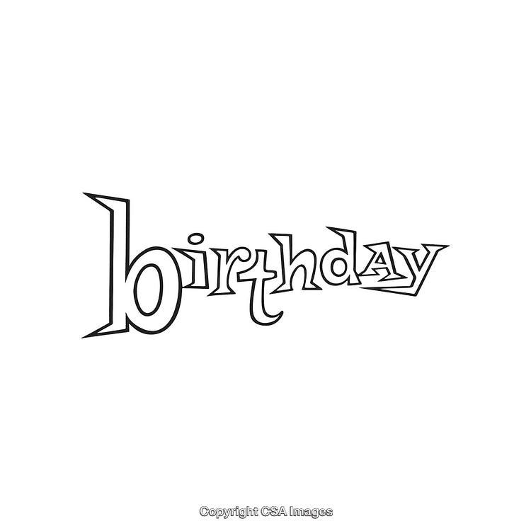 Creative Hand-Drawn Birthday Text Illustration with Unique Font Style