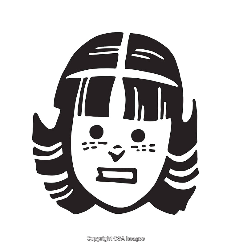 Black And White Line Art Illustration of a Character's Face