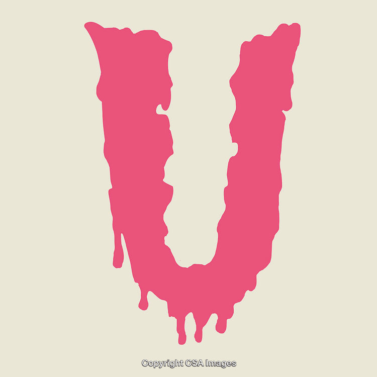 Artistic Representation of Dripping Letter U in Bold Pink Design
