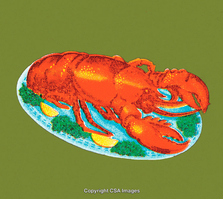 Delicious Lobster Dish on Plate with Lemons and Herb Garnish