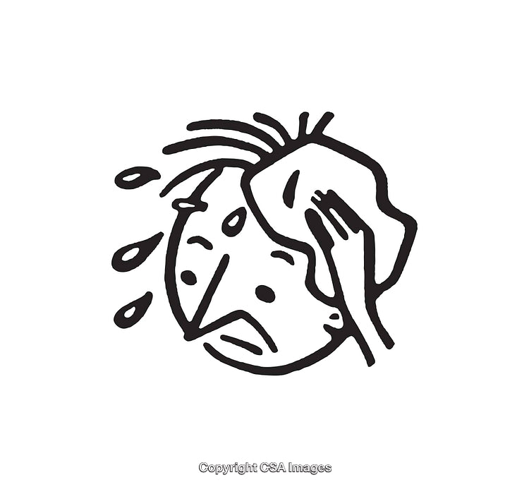 Black And White Line Art Depicting Sweating and Exhaustion