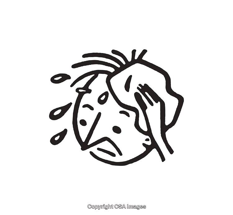 Black And White Line Art Depicting Sweating and Exhaustion