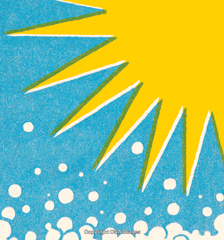 Colorful Illustration Featuring a Bright Sun with Abstract Design