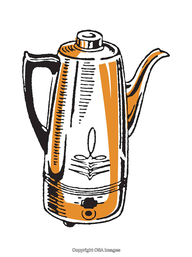Retro-Styled Illustration of a Classic Metallic Coffee Pot
