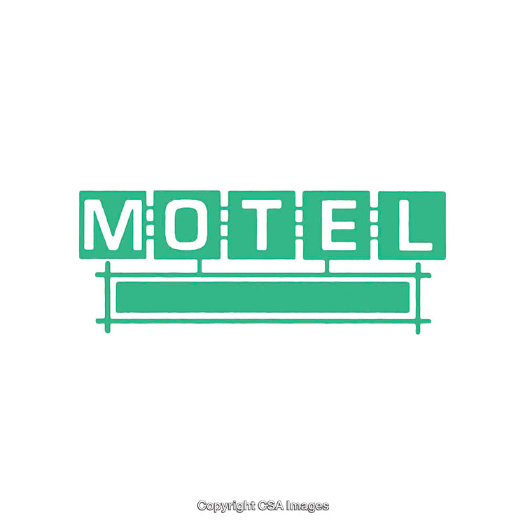 Retro Motel Sign Icon in Stylish Green Minimalist Design