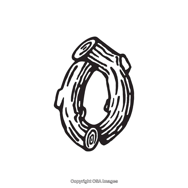 Stylized Wood Carving of the Letter O with Rustic Design