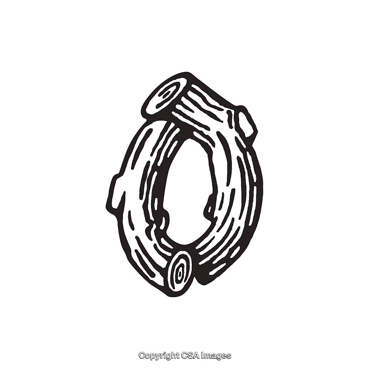 Stylized Wood Carving of the Letter O with Rustic Design