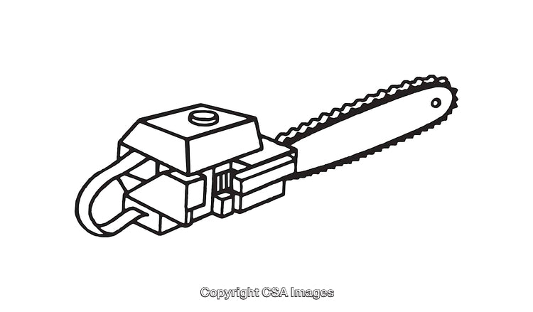 Black And White Line Art Illustration of a Chainsaw Design