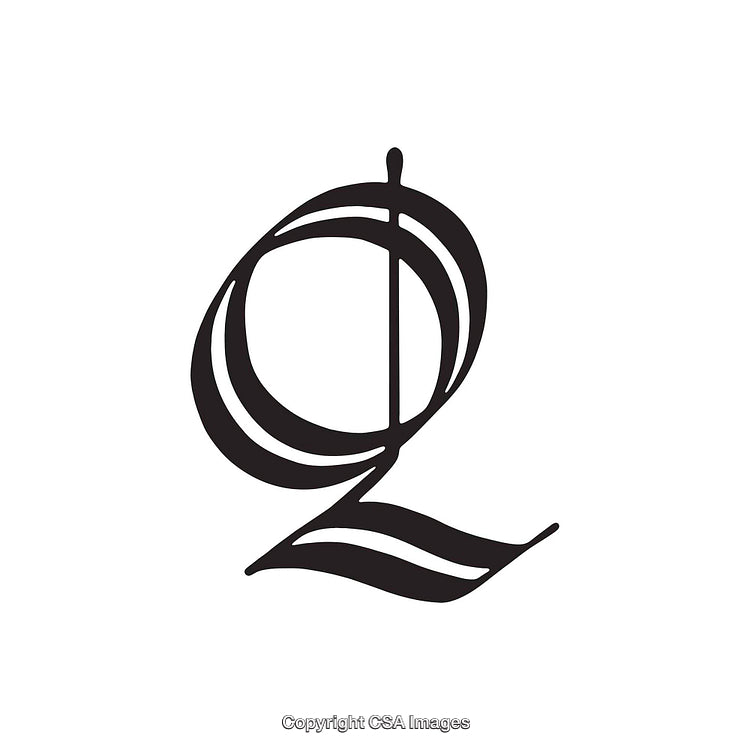 Creative Artistic Black Letter Q on a White Background