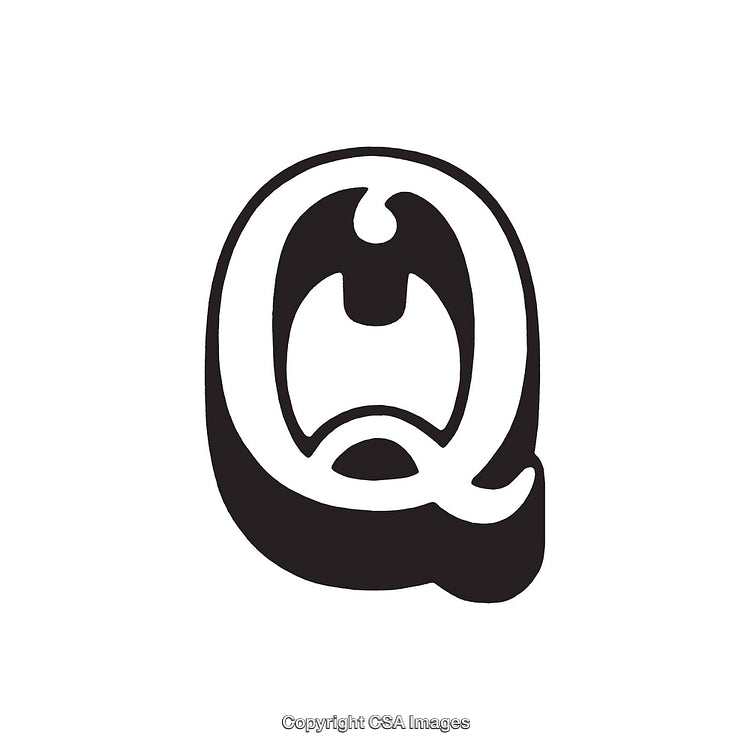 Creative Typography Featuring the Bold Letter 'Q' in Stylized Black Design