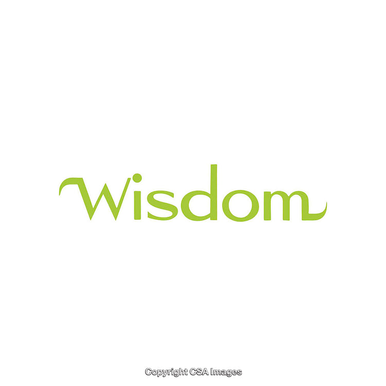 Minimalistic Green 'Wisdom' Text Design on a White Background