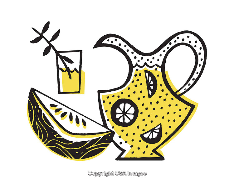Colorful Illustration of Lemonade with Citrus and Fresh Fruits