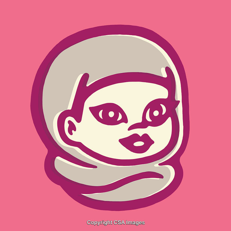Colorful Minimalist Portrait Illustration of a Smiling Woman Face Icon