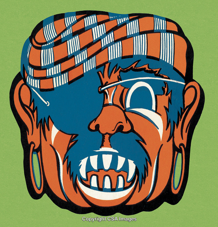 Illustrated Pirate Character with Bold Colors and Cheerful Style