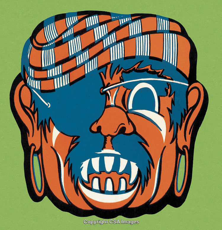 Illustrated Pirate Character with Bold Colors and Cheerful Style