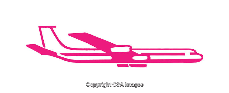 Minimalistic Pink Airplane Icon Design on a White Background