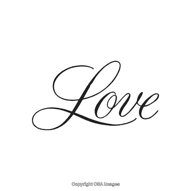 Elegant Calligraphy Text of the Word Love in Black on White