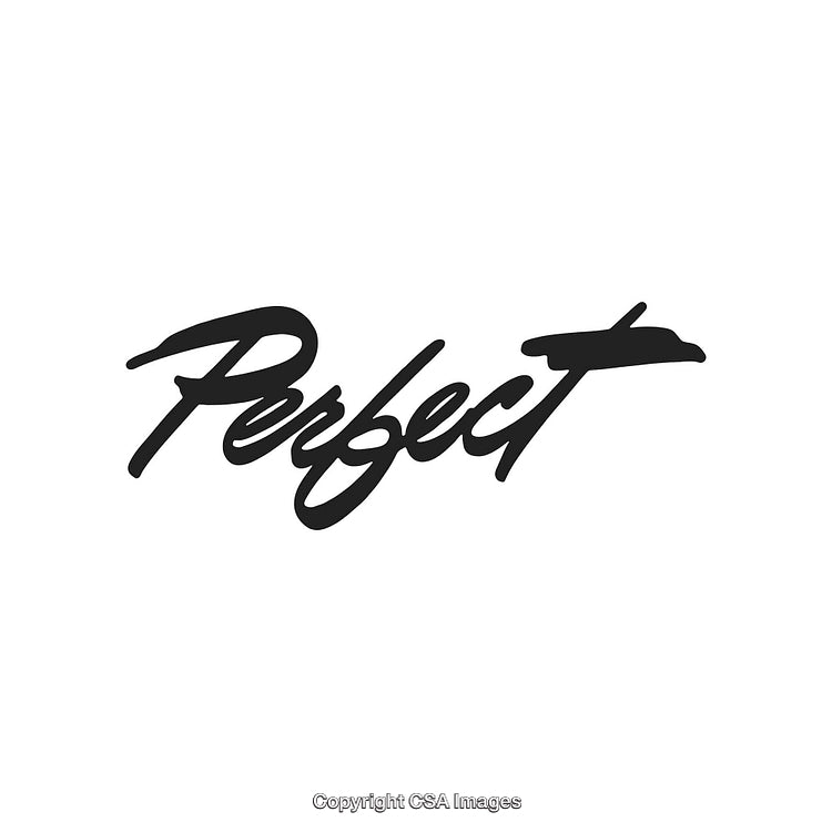 Handwritten Typography of the Word Perfect in Black on White Background