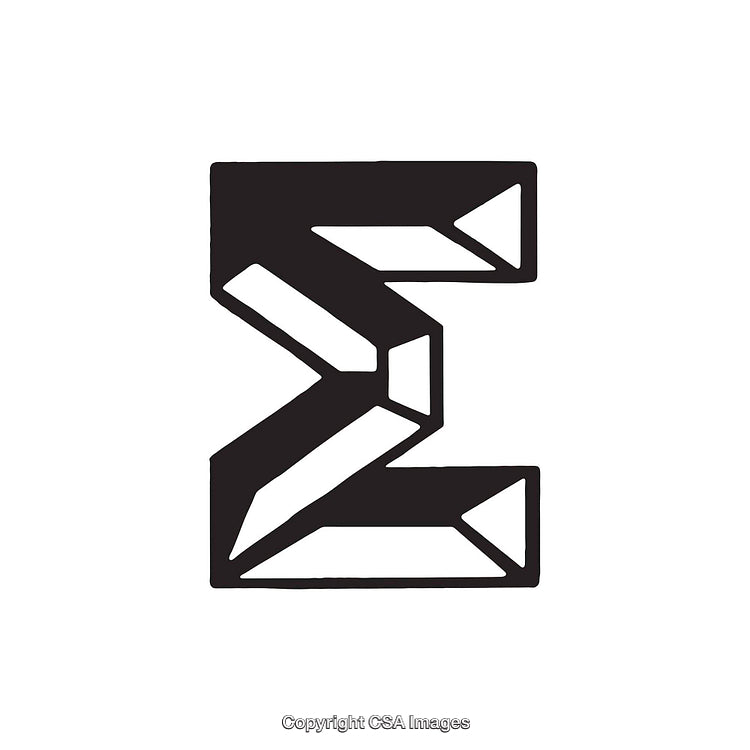 Bold Black Geometric Symbol Sigma in Greek Typography