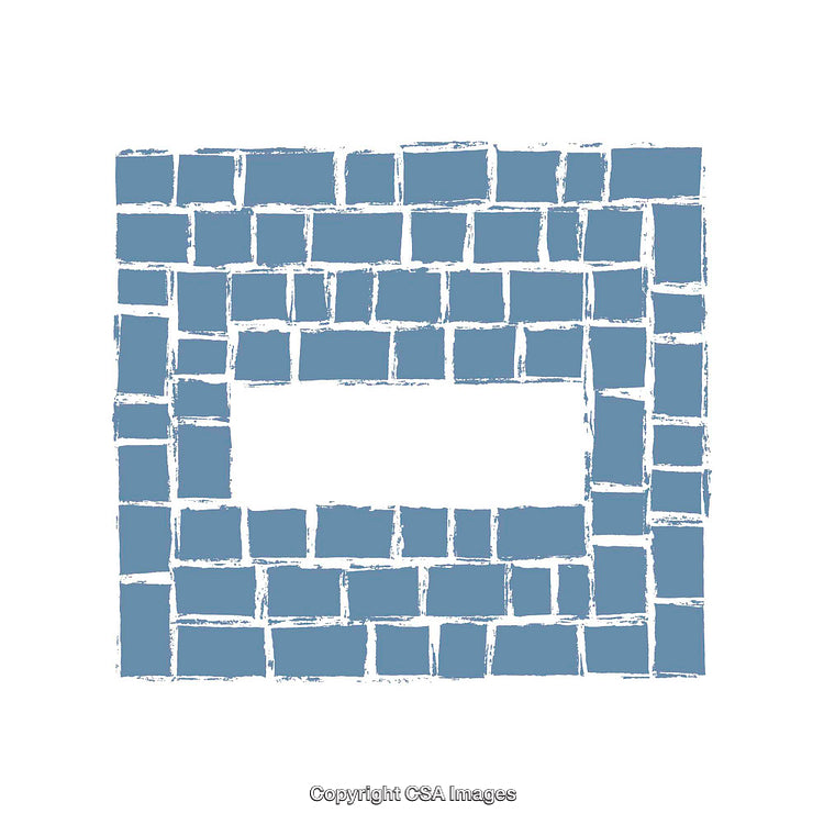 Blue Brick Mosaic Design with Geometric Patterns and Texture Effect