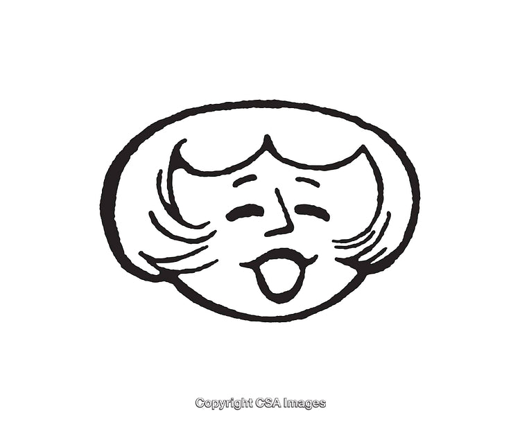 Black and White Line Art Illustration of a Smiling Face