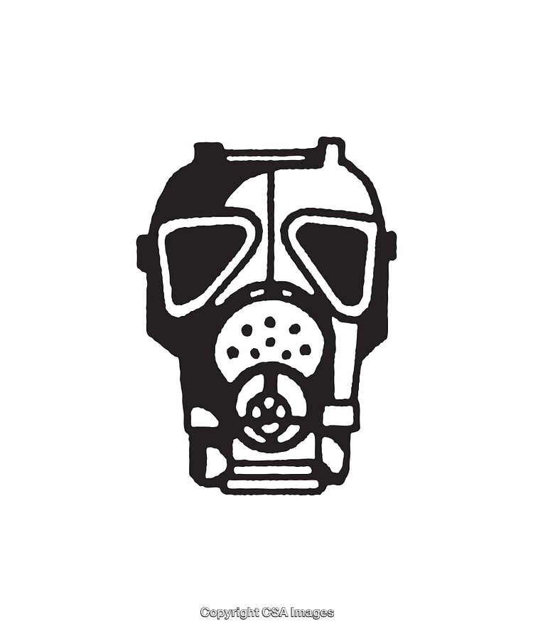 Black and White Vector Illustration of a Gas Mask Symbol