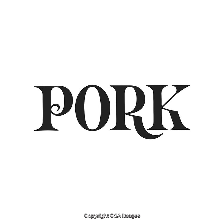 Stylized Typography Design Featuring the Word 'Pork' on White Background