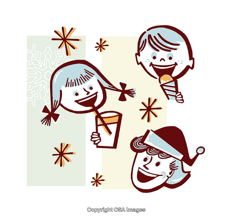Festive Illustration Featuring Joyful Children and Holiday Cheer