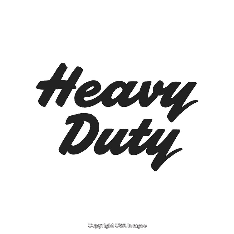 Heavy Duty Text Design in Bold Stylish Black Letters on White Background