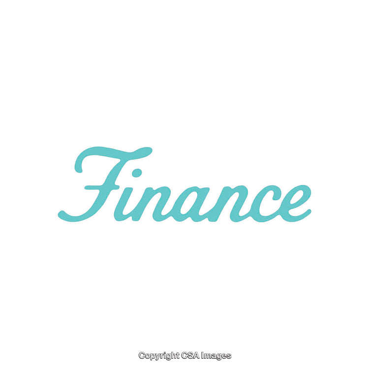 Finance Concept Word in Light Blue Text on White Background