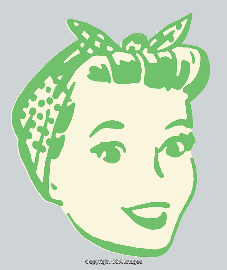 Retro-Inspired Illustration of a Smiling Woman with Bandana Styling