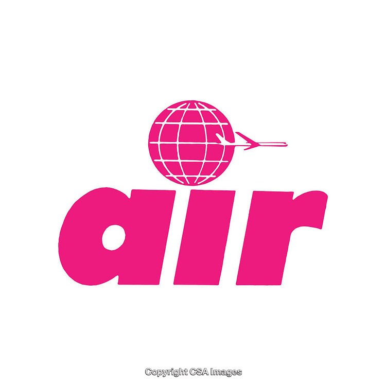 Pink Stylized Air Insignia With Globe and Airplane Icon Illustration