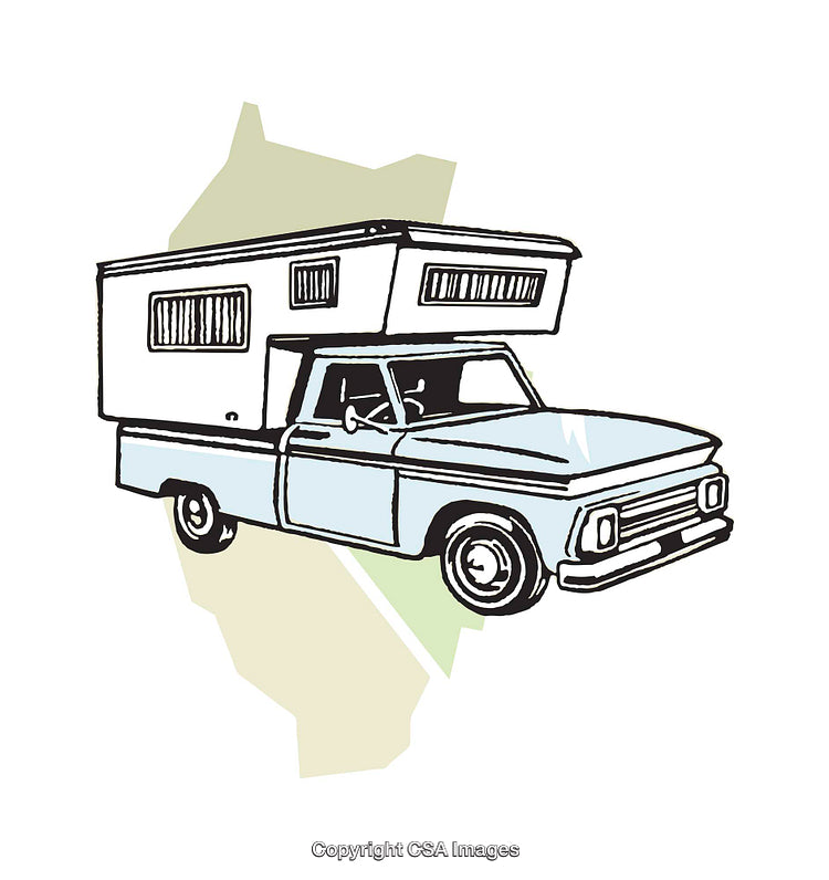 Vintage Style Illustration of Camper Truck for Adventure Concepts
