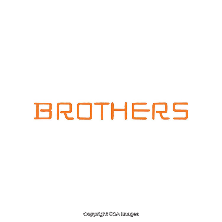 Minimalistic Orange Text Design of the Word Brothers on White Background