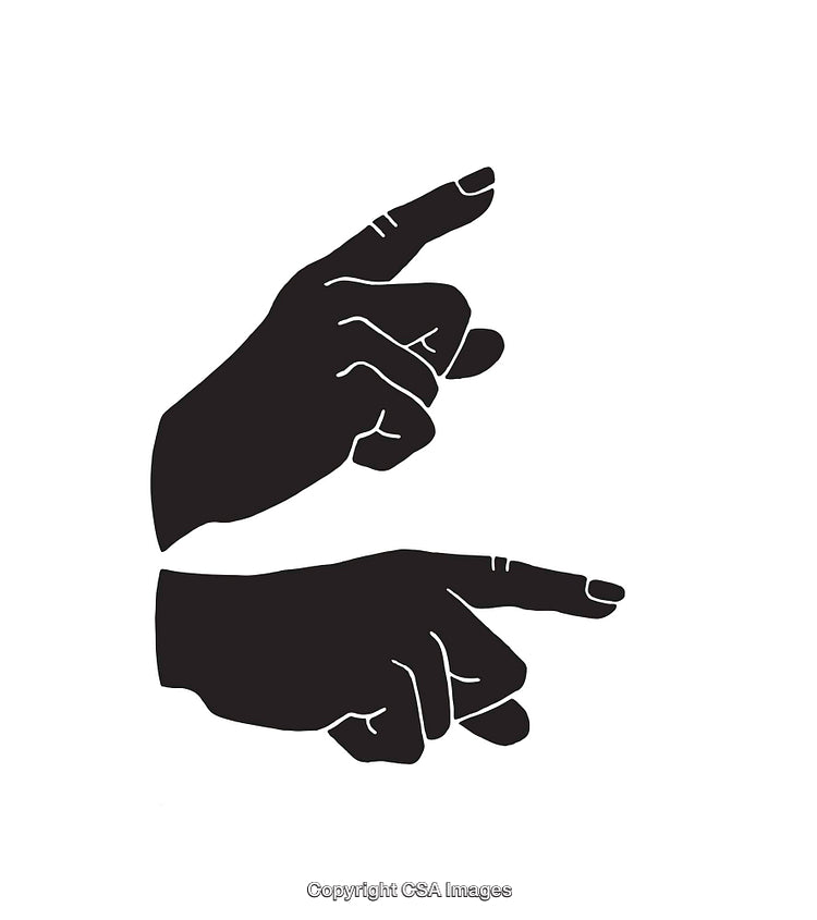 Black and White Hand Illustrations in Line Art Style with Index Pointing