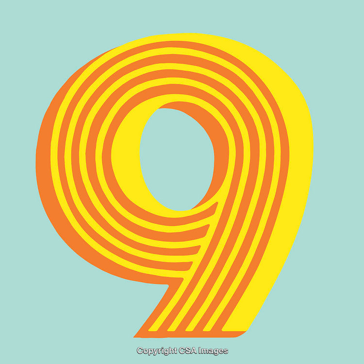 Creative Abstract Illustration of the Number Nine in Vibrant Colors