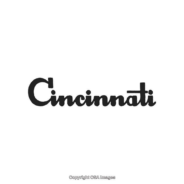 Retro Cincinnati City Name in Artistic Black Script Typography Design