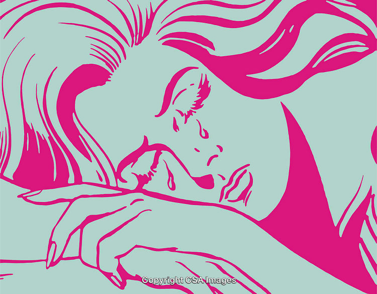 Pop Art Illustration of a Woman in an Emotional Moment