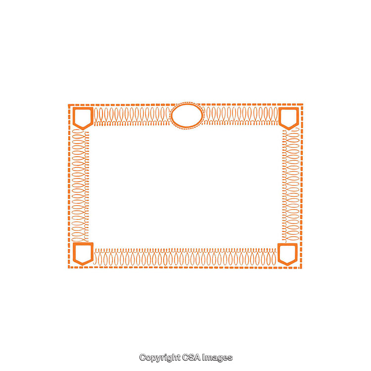 Ornate Orange Border Frame With Decorative Patterns and Shield Elements