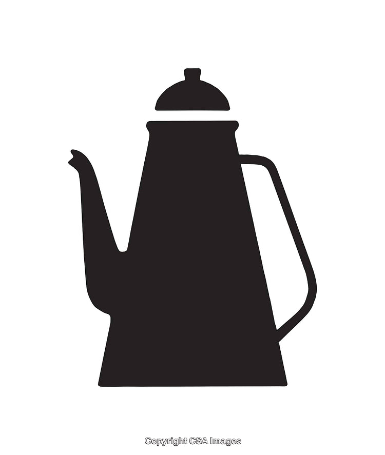 Simple Black and White Silhouette of a Traditional Coffee Pot