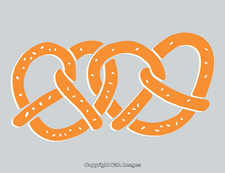 Interconnected Pretzel Illustration in Orange and Gray Color Scheme