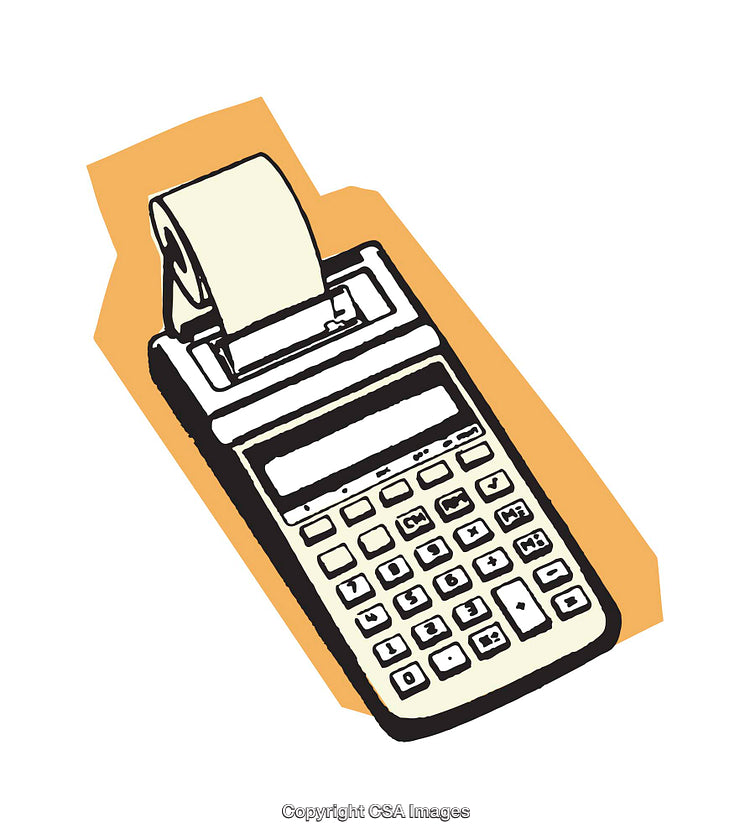 Colorful Illustration of a Printing Calculator on an Orange Background